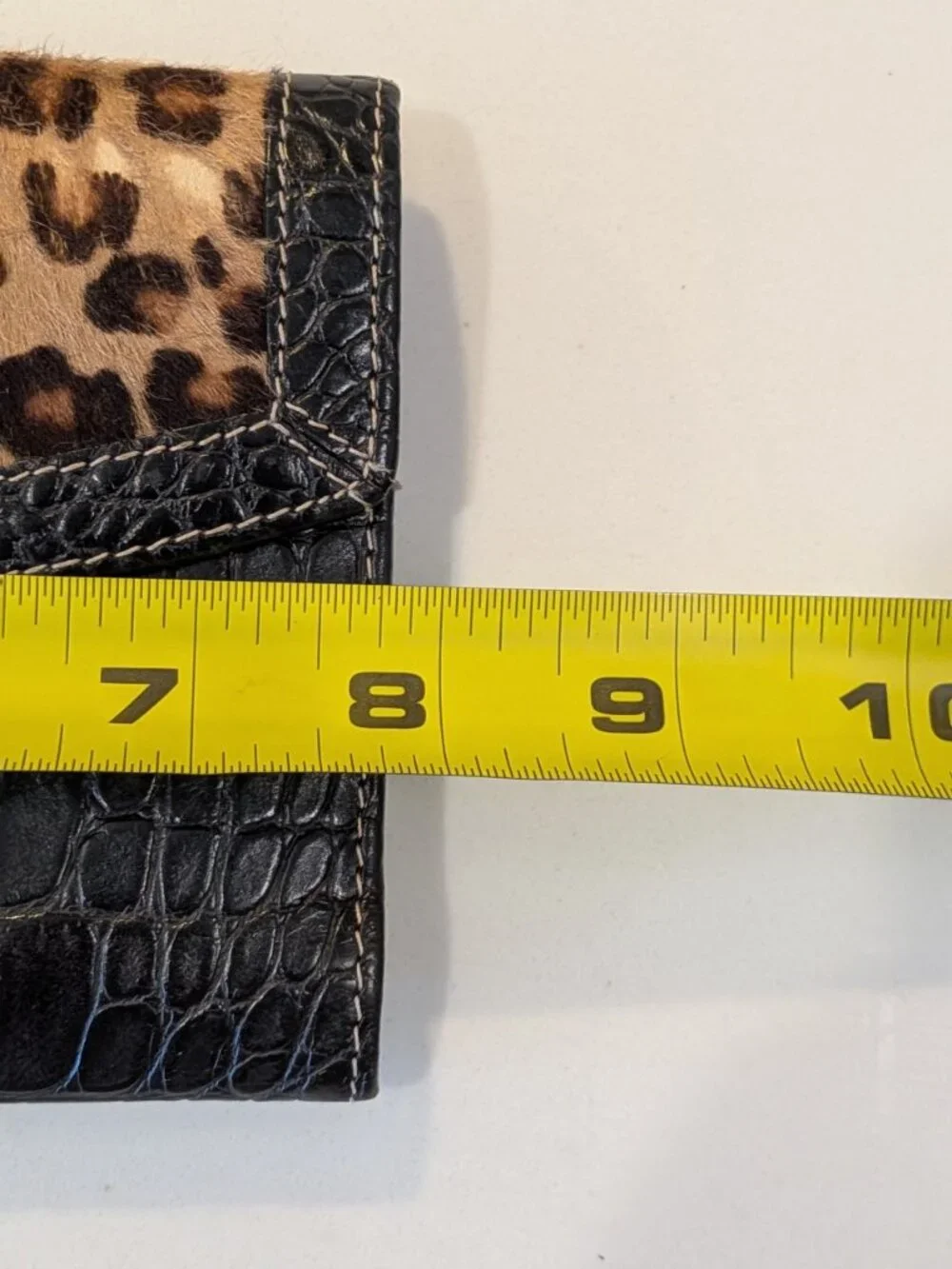 Brahmin Black Leather & Pony Hair Cheetah Wallet Checkbook Pocketbook